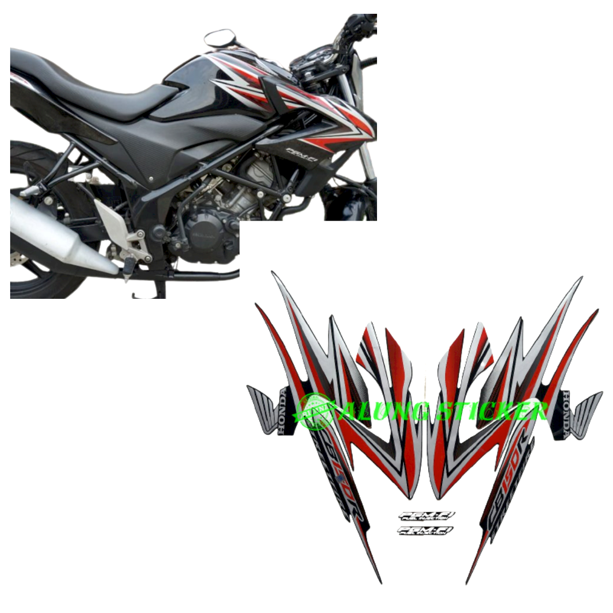 Stiker Striping Lis Les Body Motor Honda Cb R Warna Hitam Set