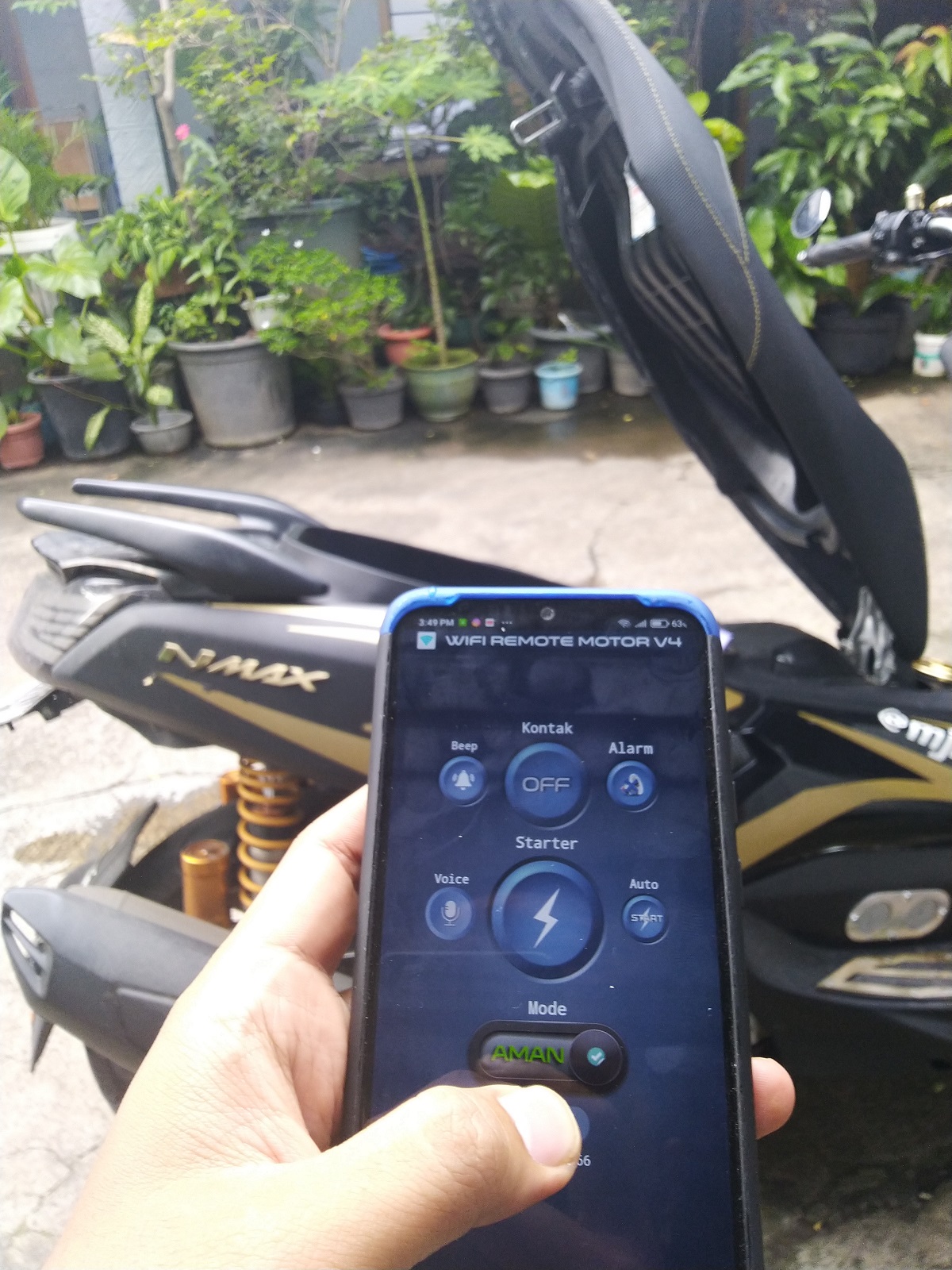 ALARM REMOTE MOTOR IMMOBILIZER KEYLESS WIFI PNP YAMAHA NMAX BISA