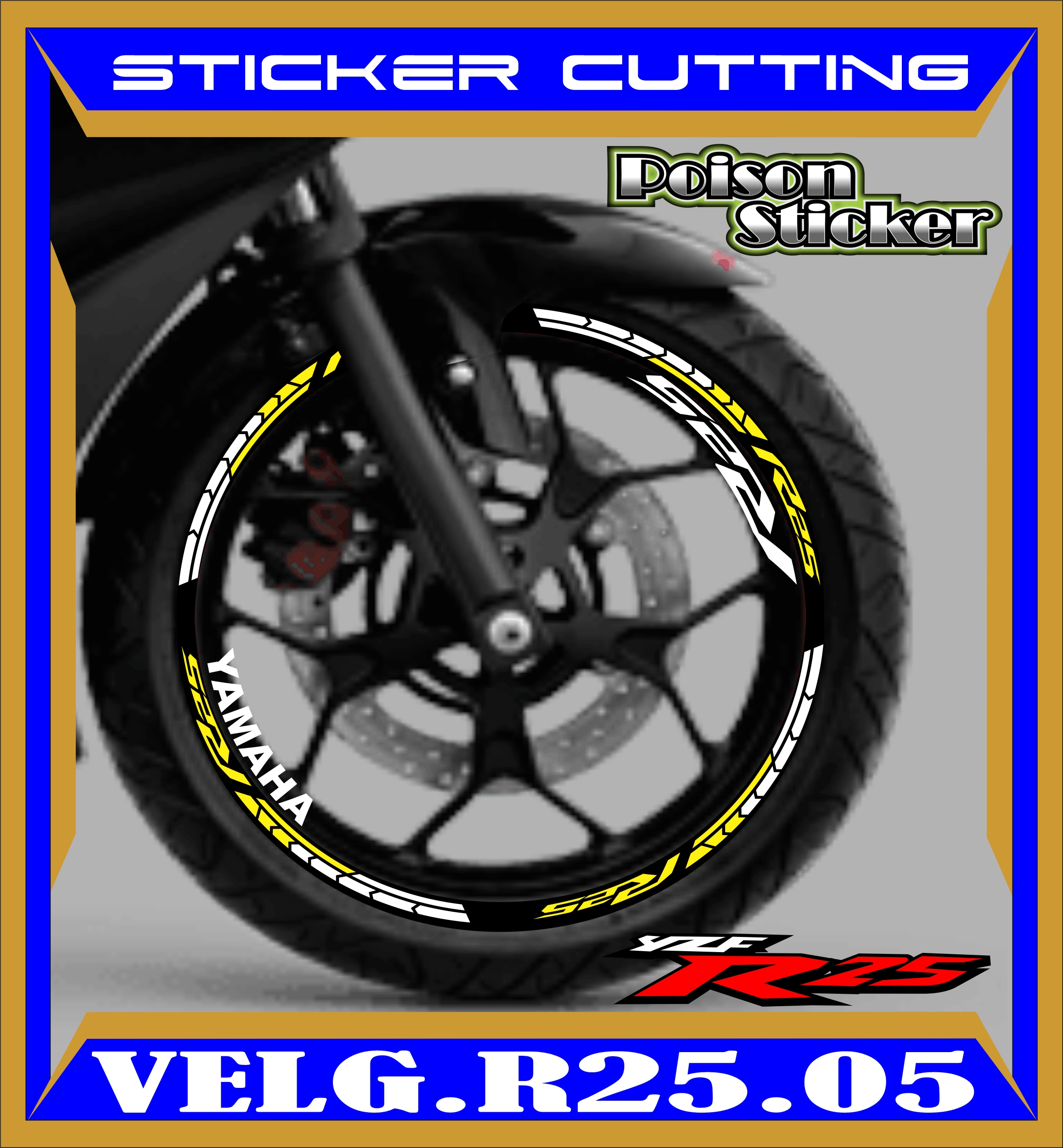 Cutting Sticker Velg R Stiker Lis List Variasi Ban Velg Yamaha R