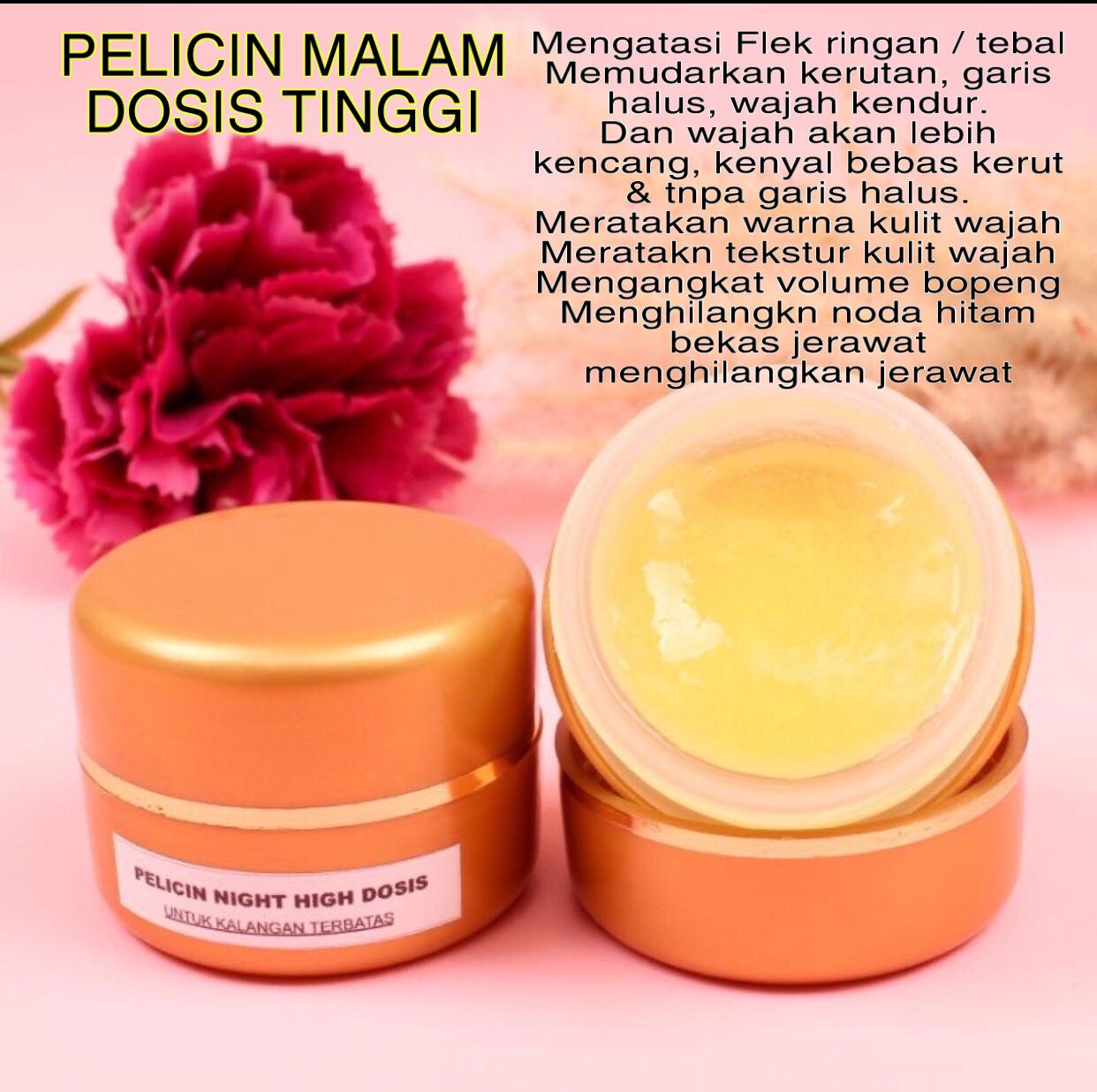 Pelicin Night Cream Dosis Tinggi Pelicin Malam Super Gel Glowing