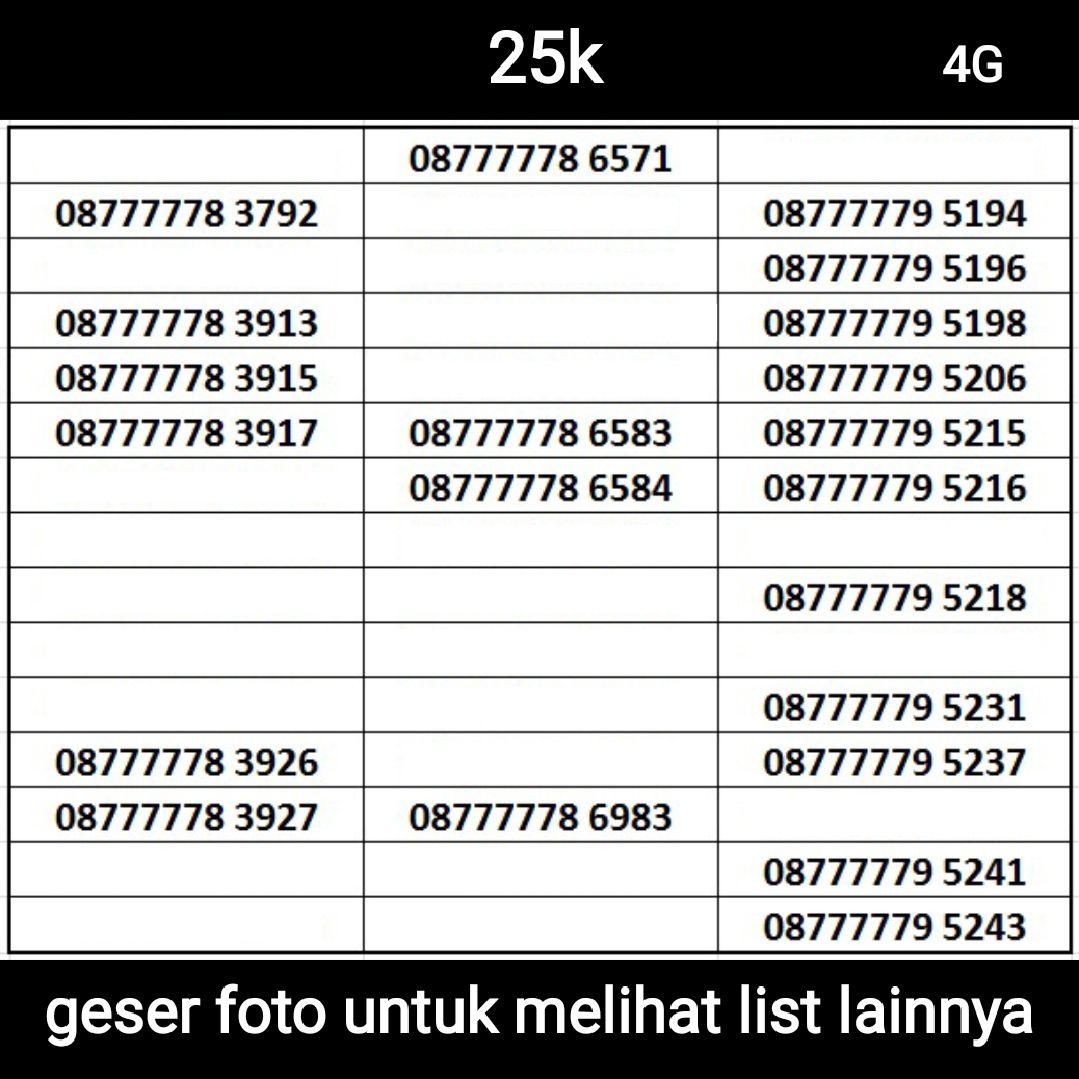nomor cantik XL 77777 panca 7 kartu perdana XL nocan