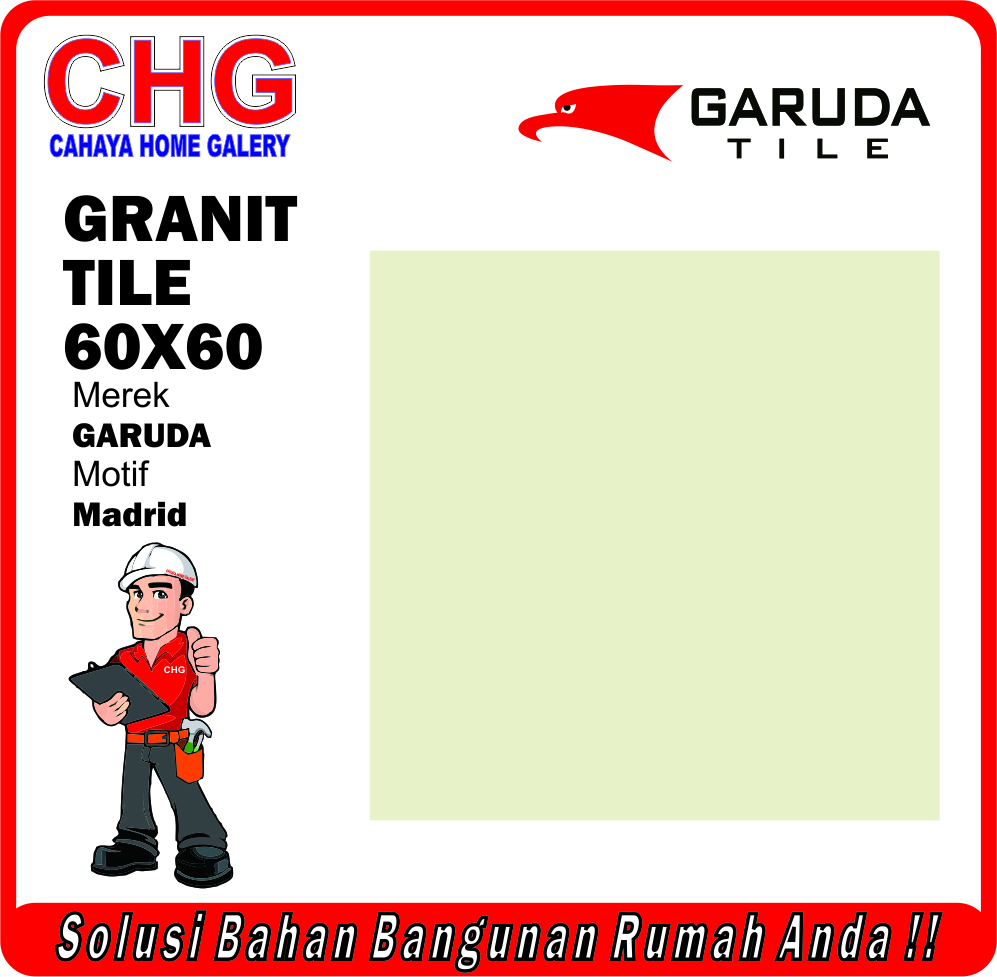 Garuda Granit GS62001 Madrid 60x60 Kw1 Granit Kilap Glossy Cream Polos