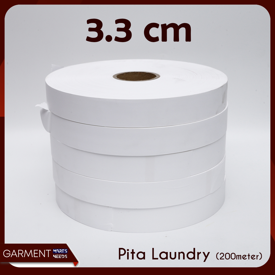 Pita Laundry Tafetta Label Penanda Cucian Roll Kain Kertas 33 Mm 200