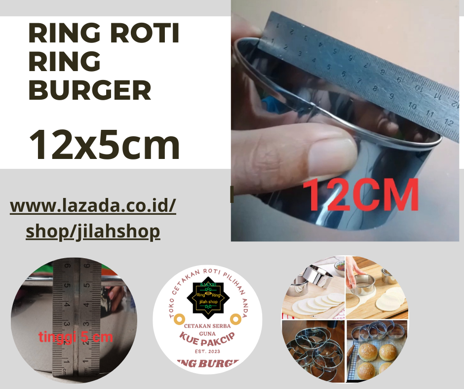 Ring Burger Ring Cutter 12X5 CM Ring Cetakan Roti Bulat Murah Harga