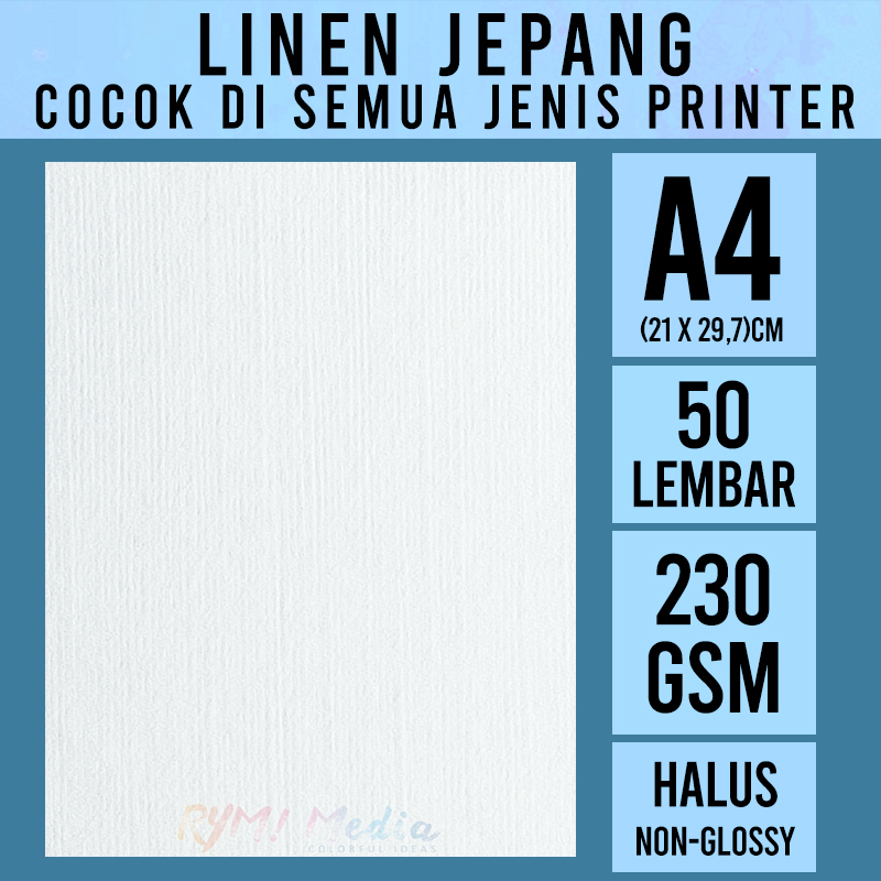 LINEN Jepang 230 Gsm A4 Isi 50 Lembar Kertas HVS Linen Tebal 230 Gram