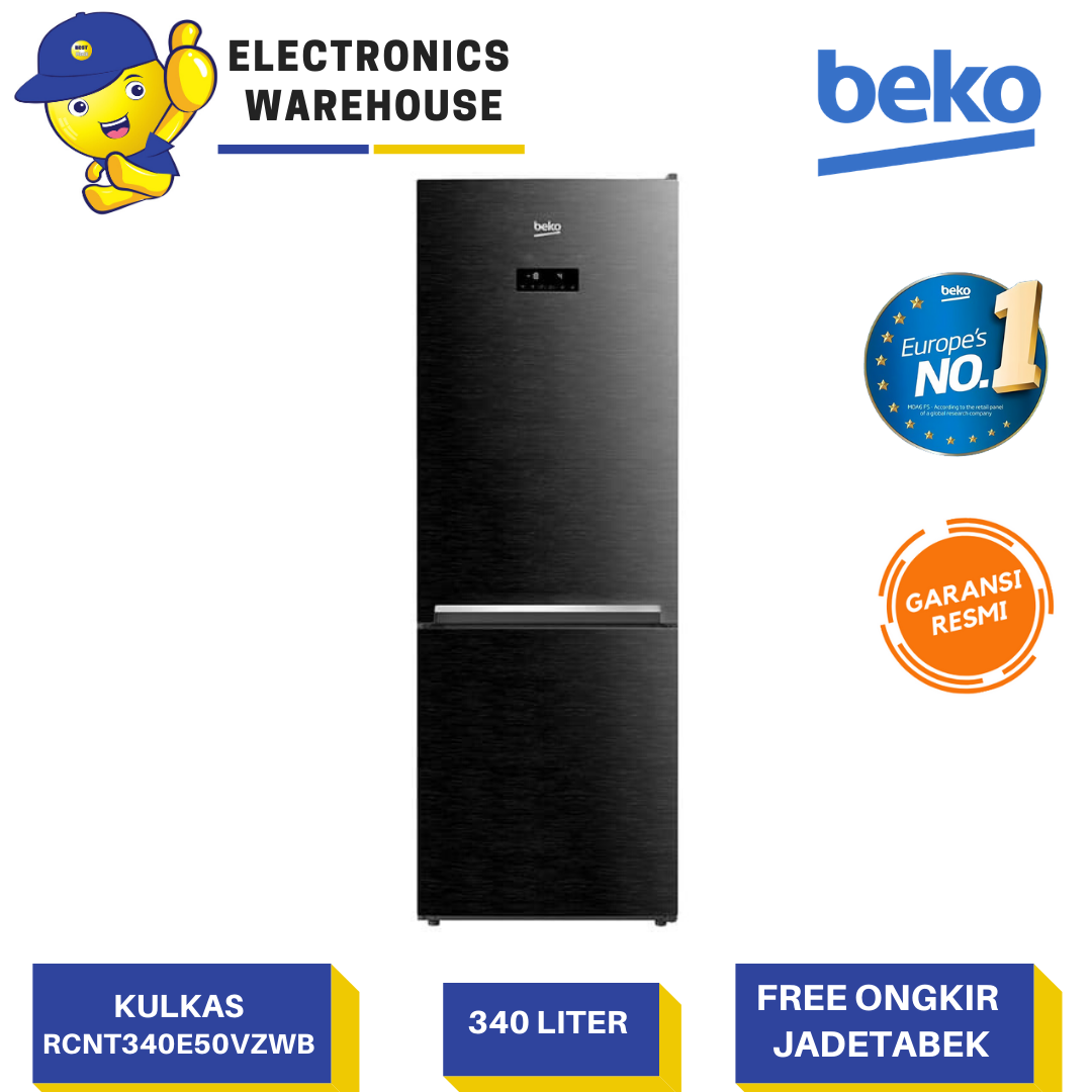 Beko Kulkas 2 Pintu Inverter 340 Liter RCNT340E50VZWB Khusus Jadetabek