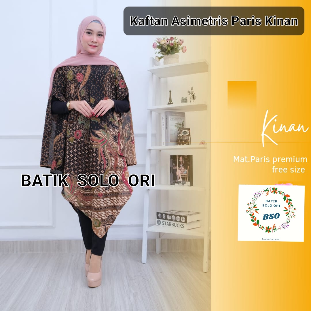 Dres Kaftan Batik Asimetris Paris Kinan Batik Solo BSO Dress Batik