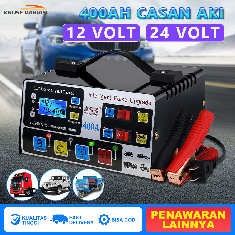 220W Charger Aki Mobil Motor 400AH 12 Volt 24 Volt Portable Automatic