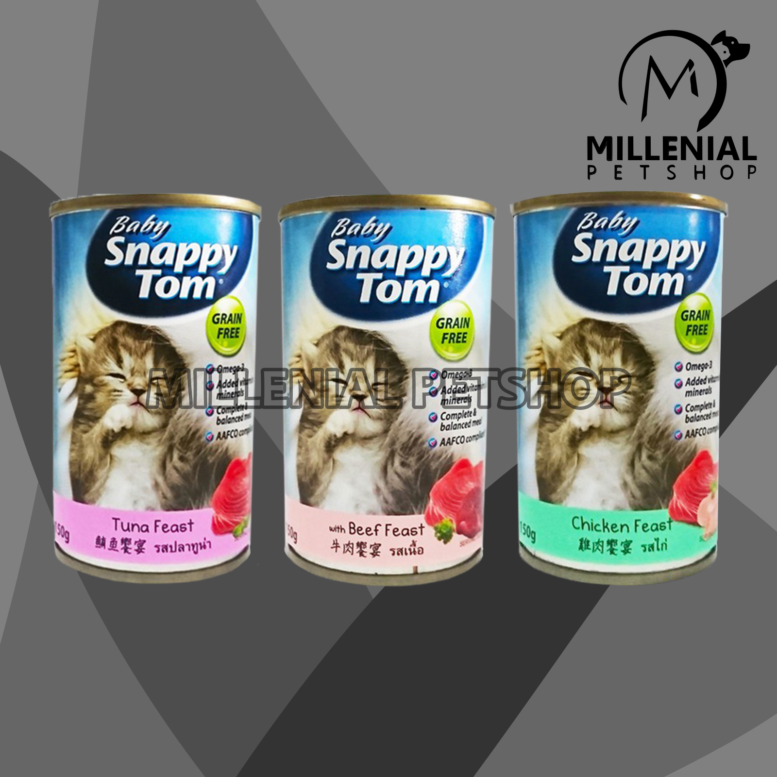 Makanan Kucing Kitten Kaleng 150 Gr Wet Food Snappy Tom Baby 150 Gram