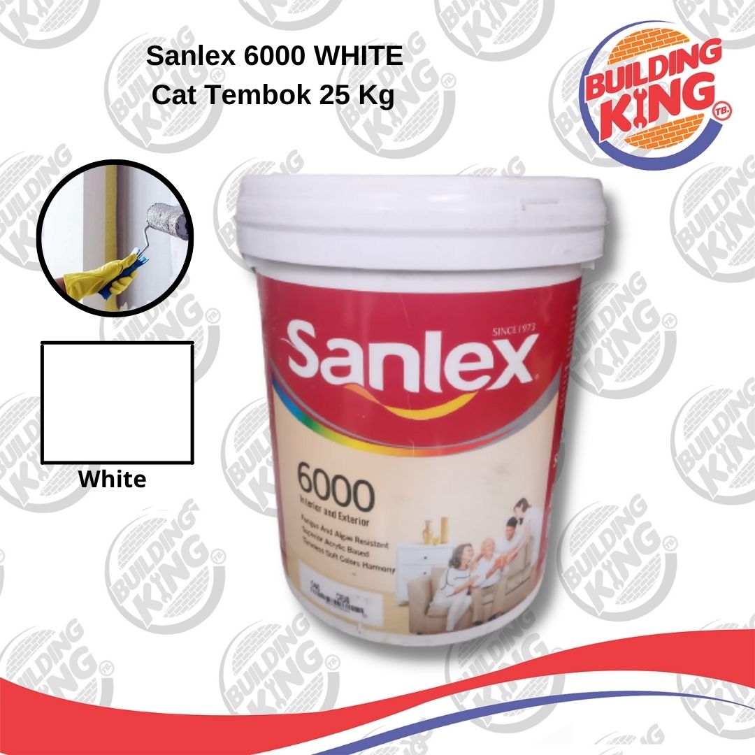 Cat Tembok SANLEX 6000 25 KG White 25kg Putih Interior Dan Eksterior