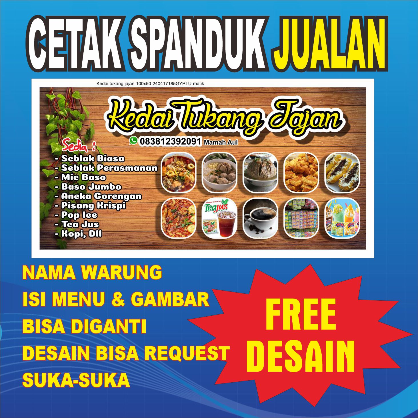 Banner Spanduk Warung Seblak Bisa Ganti Nama Dan Menu Desain Dibuatkan