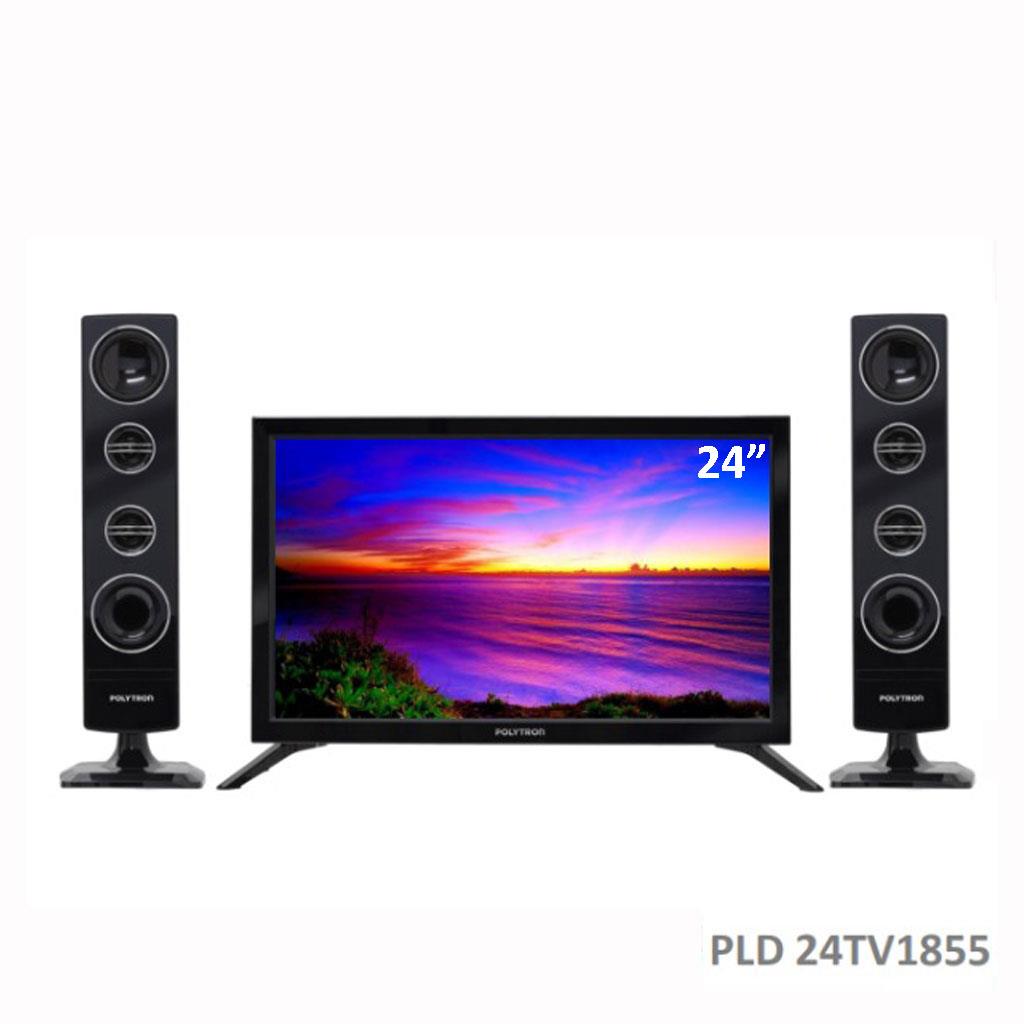 POLYTRON DIGITAL LED TV 24 INCH 24TV1855 TOWER SPEAKER 100 ORI GARANSI