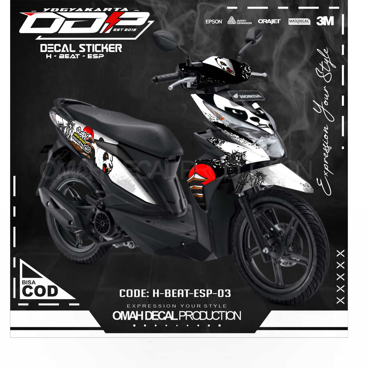 DECAL BEAT FULL BODY DEKAL HONDA BEAT ESP FULLBODY MOTIF SIMPEL ELEGAN