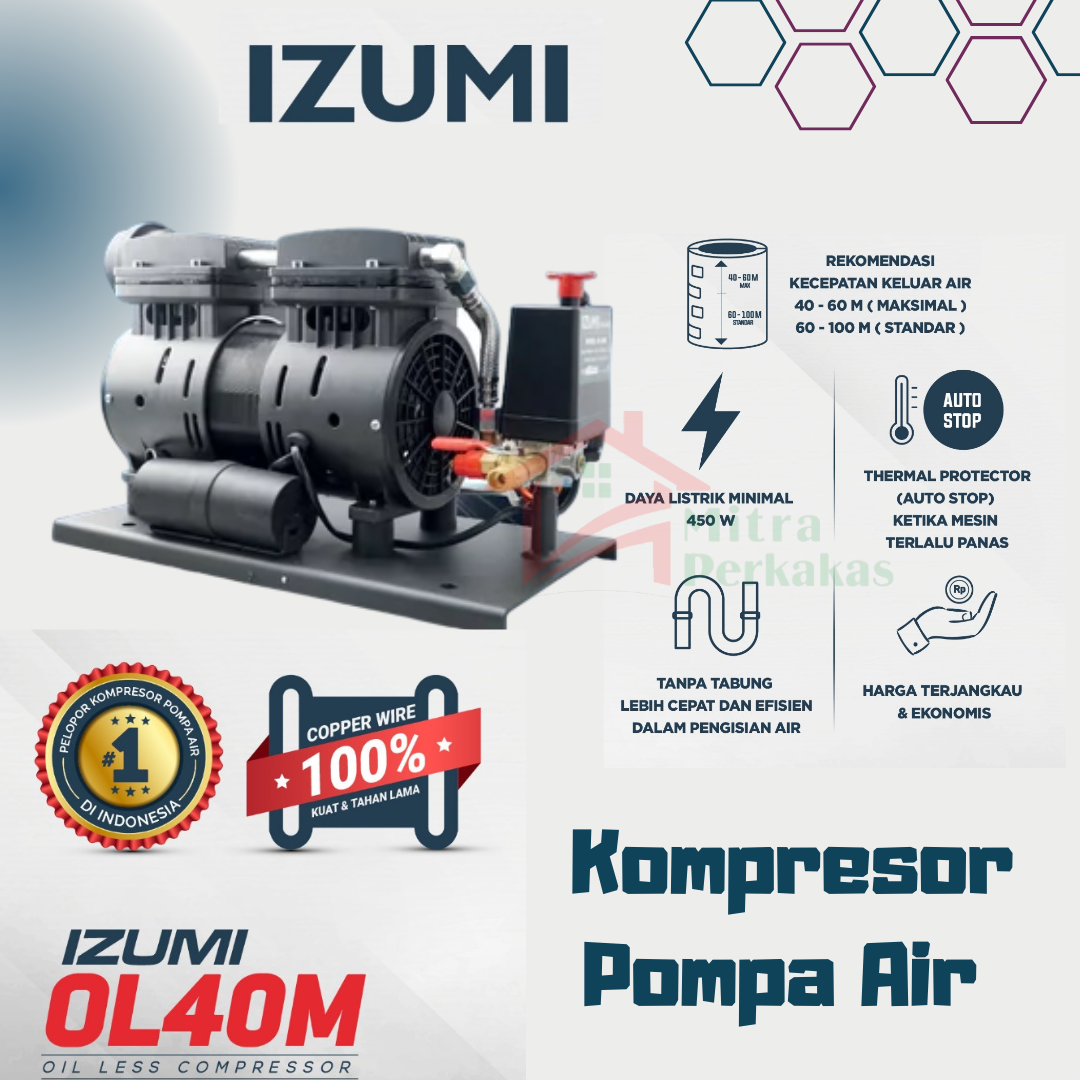 Pompa Air Kompresor Izumi Ol M Oiless Jet Pump Compressor Meter