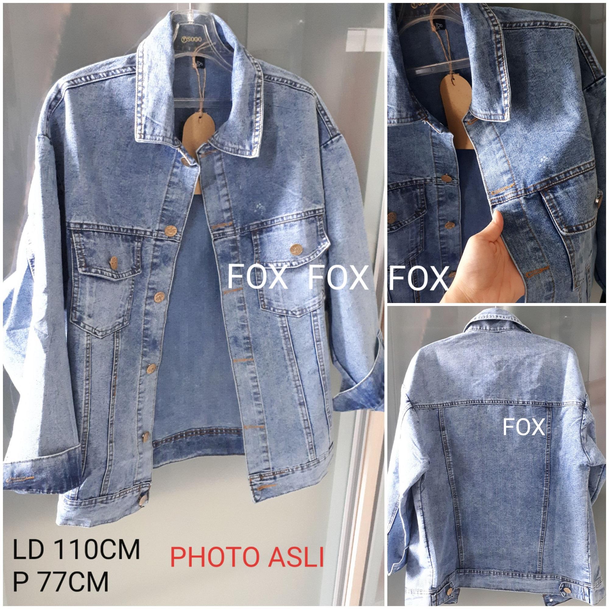 Fox Cod Top Promo Jaket Jeans Oversize Acidwash New Panjang Cowo