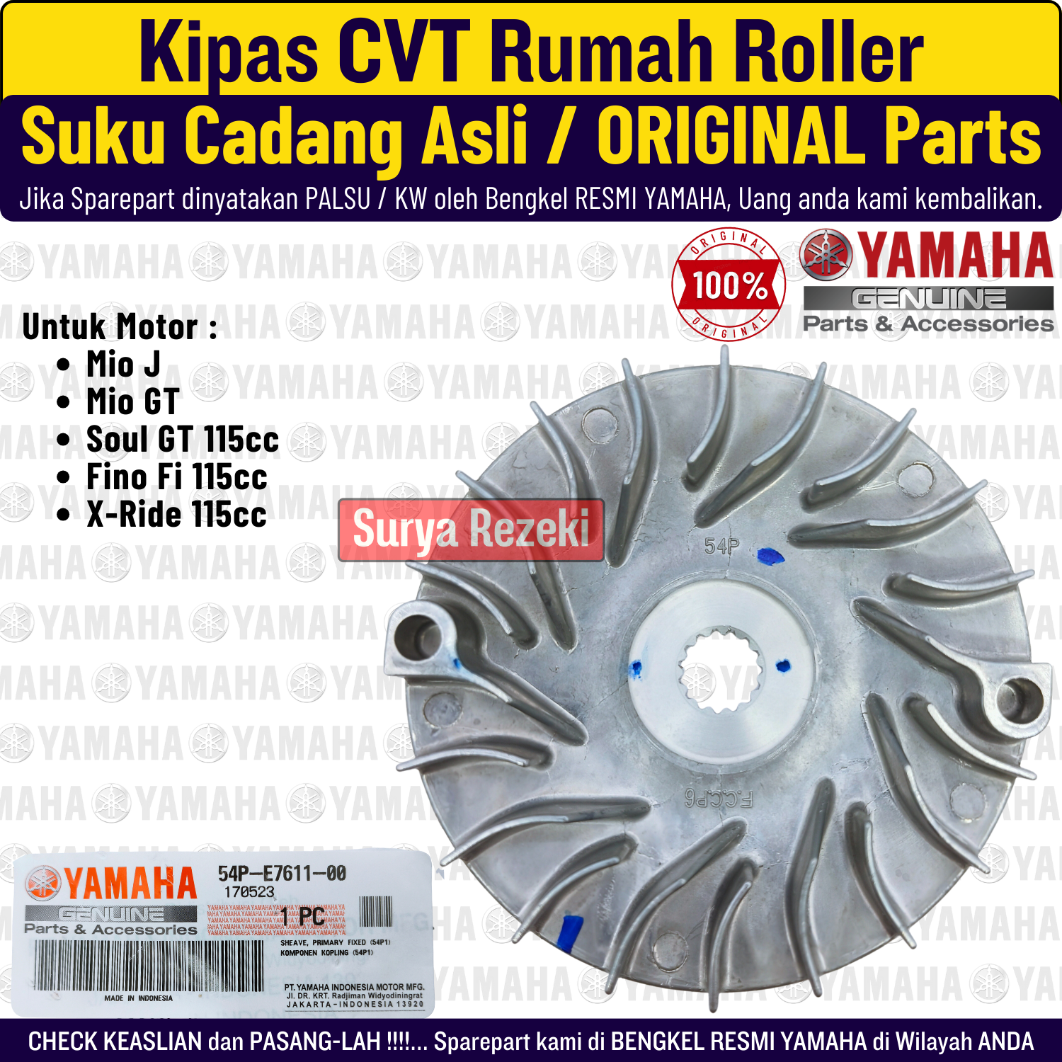 Kipas CVT Rumah Roller Mio J Soul GT Fino Fi Xride 115 Original YGP