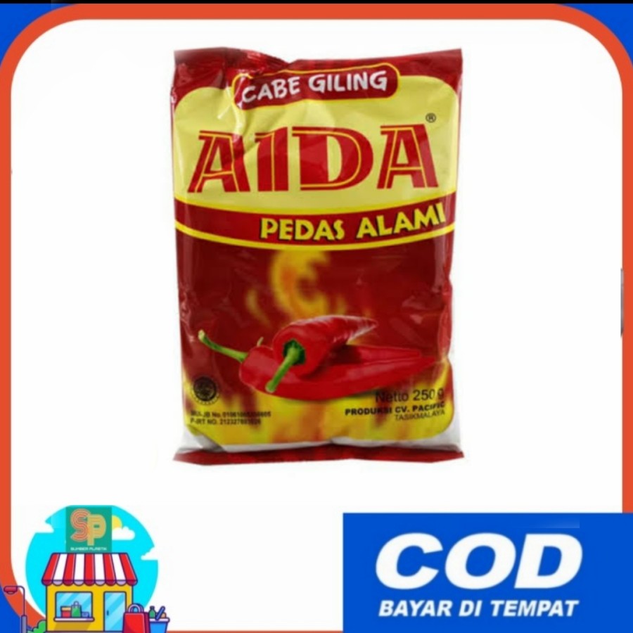 250 Gram Bumbu Tabur Serbuk Bubuk Cabe Giling Pedas Aida Per 1 Pcs