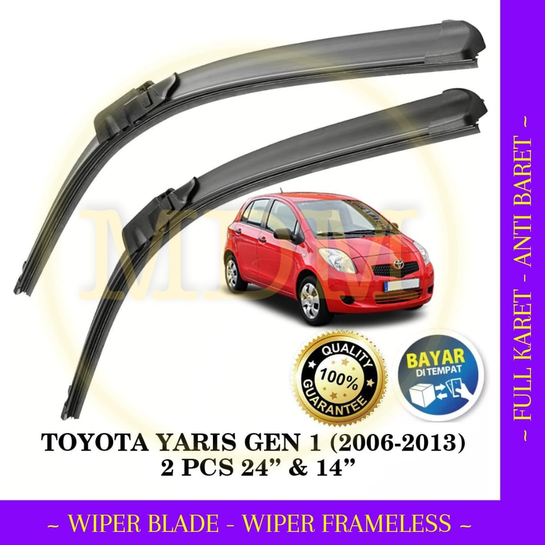 Set Wiper Frameless Full Karet Anti Baret Toyota Yaris Wathasi