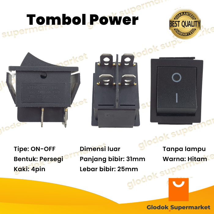 Saklar Besar 4 Pin On Off Tombol Rocker KCD4 Power Switch 4pin Lazada