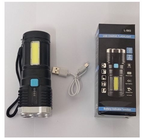 Senter Led Cas L Super Terang Jarak Jauh Cob Mode Emergency Usb