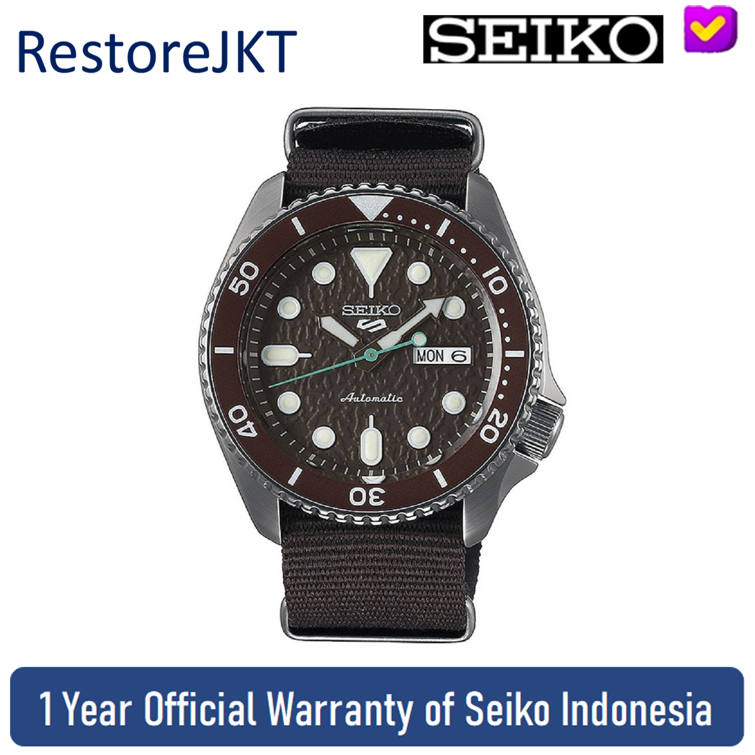 Seiko Automatic Jewels New Logo Srpd K Dark Brown Nylon Strap