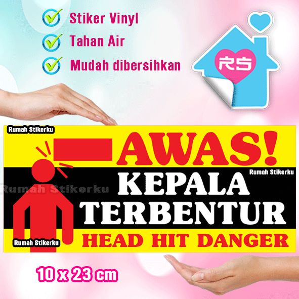 Stiker AWAS KEPALA TERBENTUR Jagalah Keselamatan Lazada Indonesia