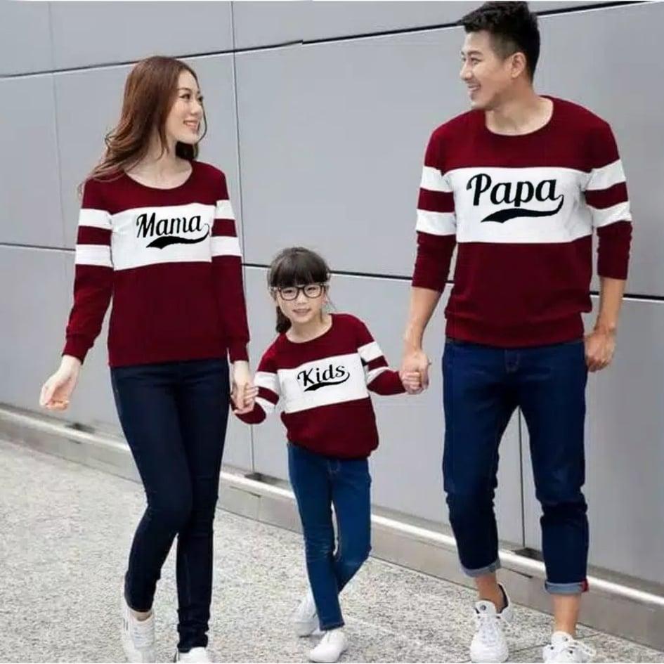 LBF - BAJU KELUARGA>FAMILY COUPLE>KAOS COUPLE FAMILY MAMAPAPA KIDS 1 ANAK LENGAN PANJANG (HARGA SUDAH DAPAT 3 BAJU)-ADA 3 WARNA