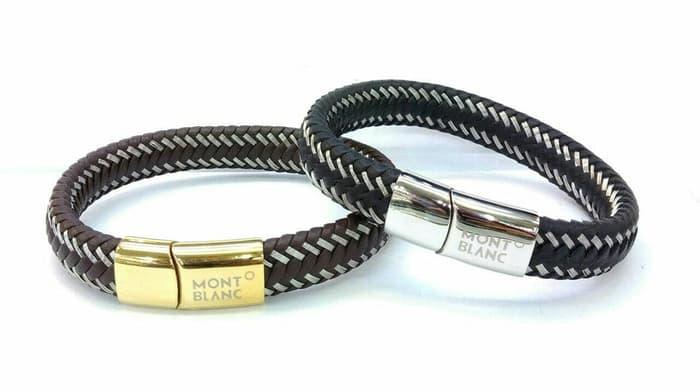 Gelang kulit pria fashion mont blanc