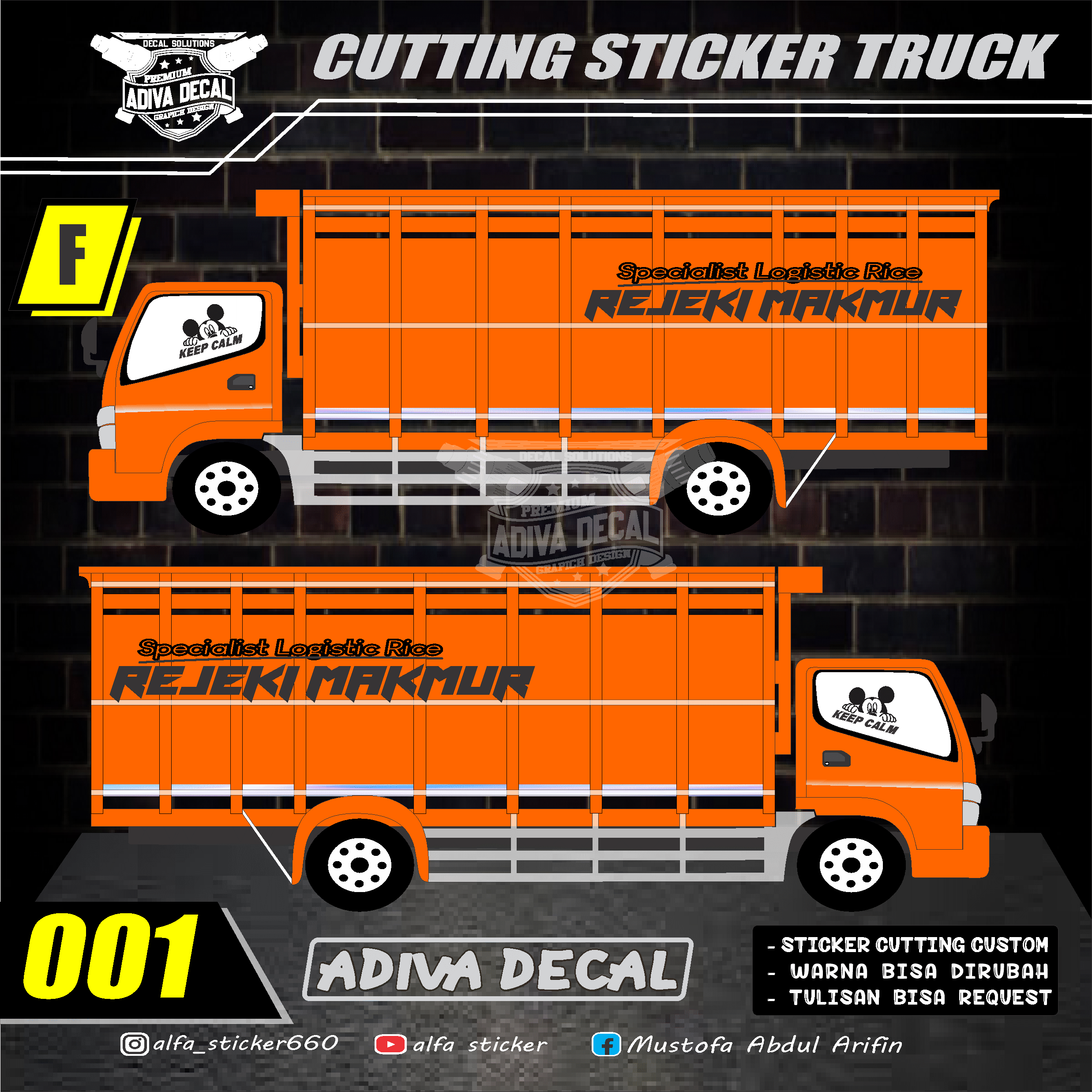 Cutting Sticker Bak Samping Truck Stiker Truk Bak Samping Rejeki