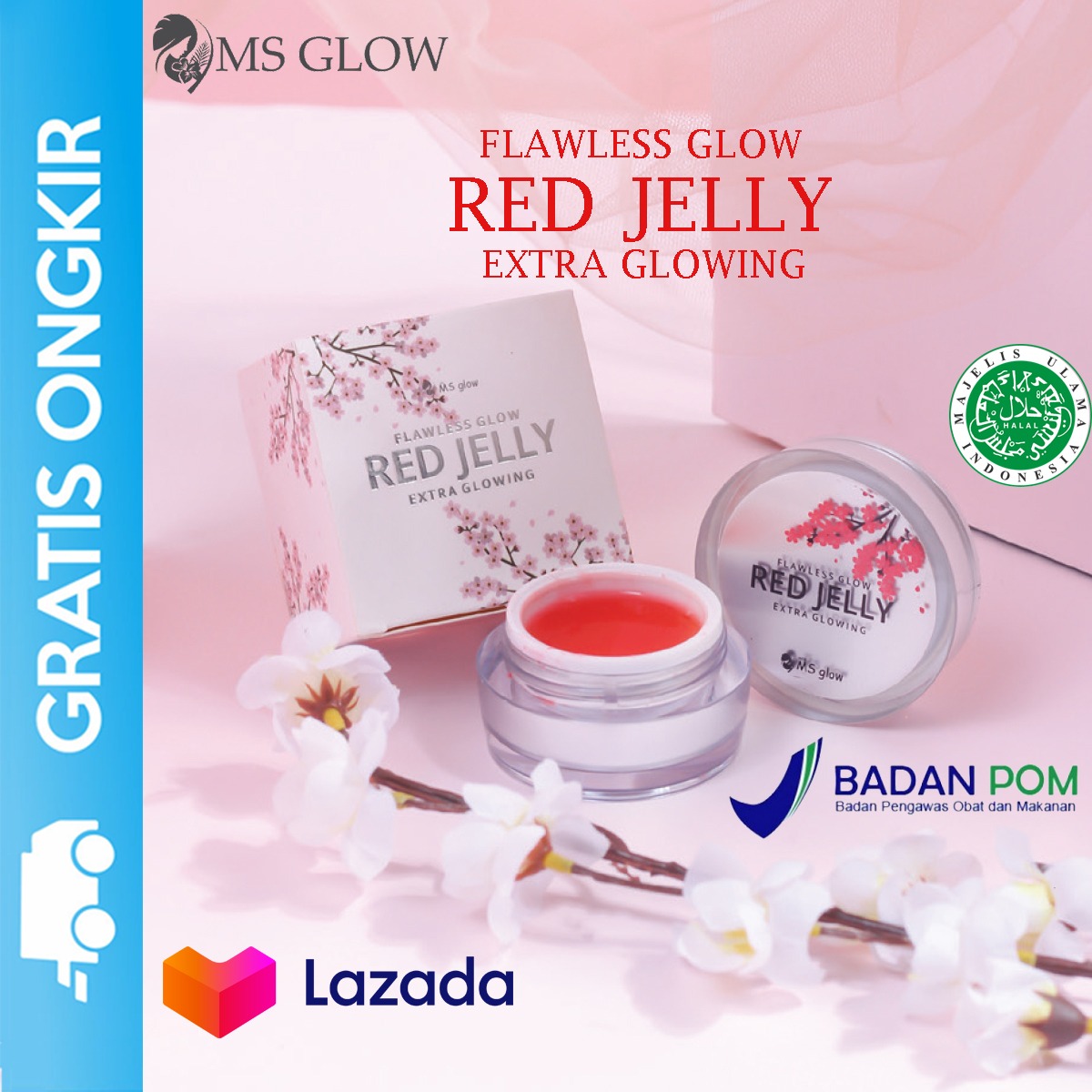 Flawless Red Jelly Ms Glow Red Jelly Ekstrak Sakura Mencerahkan Dan