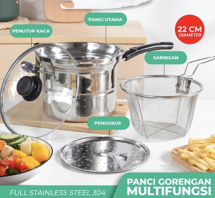 Panci In Goreng Rebus Deep Fryer Gagang Panjang Kuping Panci