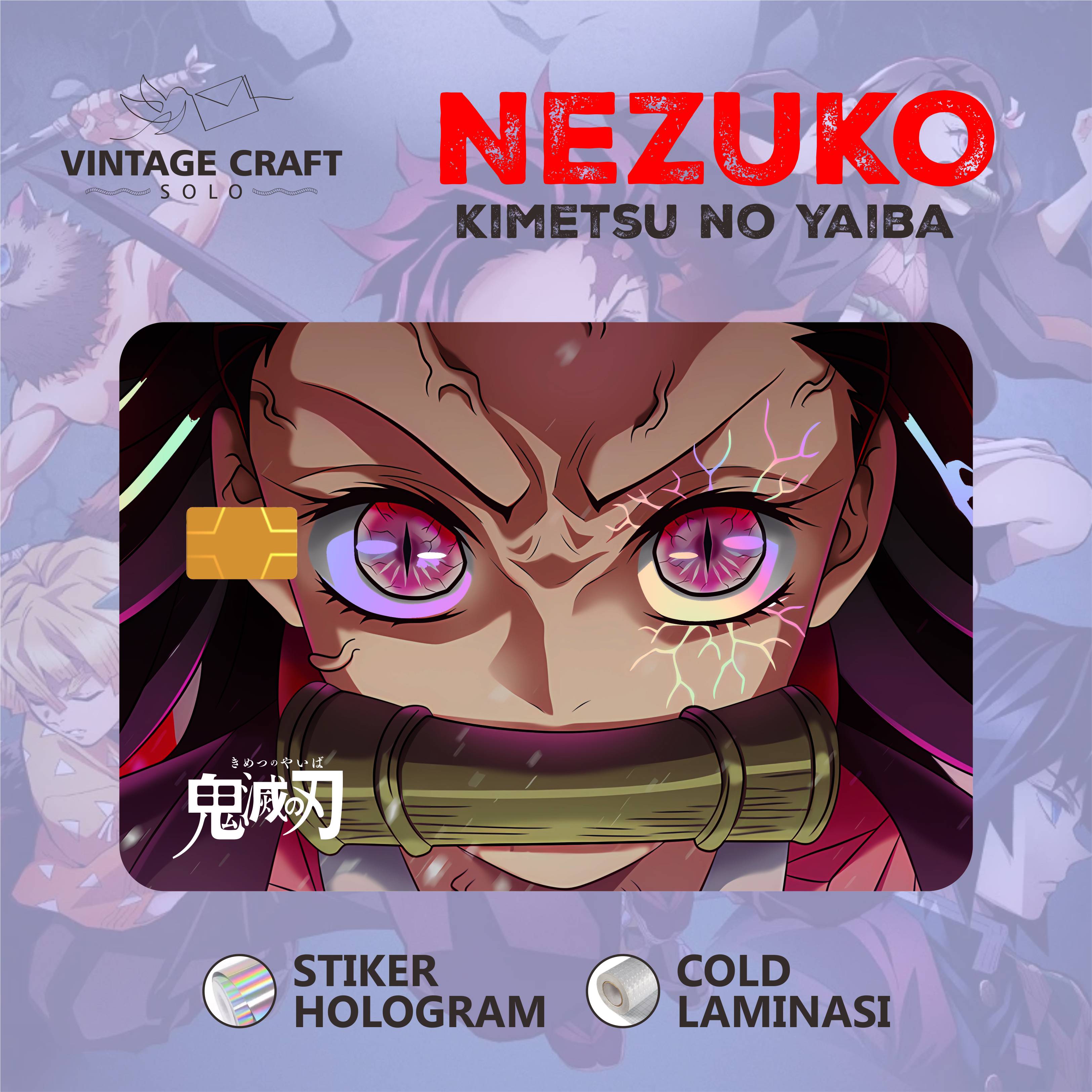 Stiker Atm Kartu HOLOGRAM Anime Kimetsu Demon Slayer Skin Card Sticker