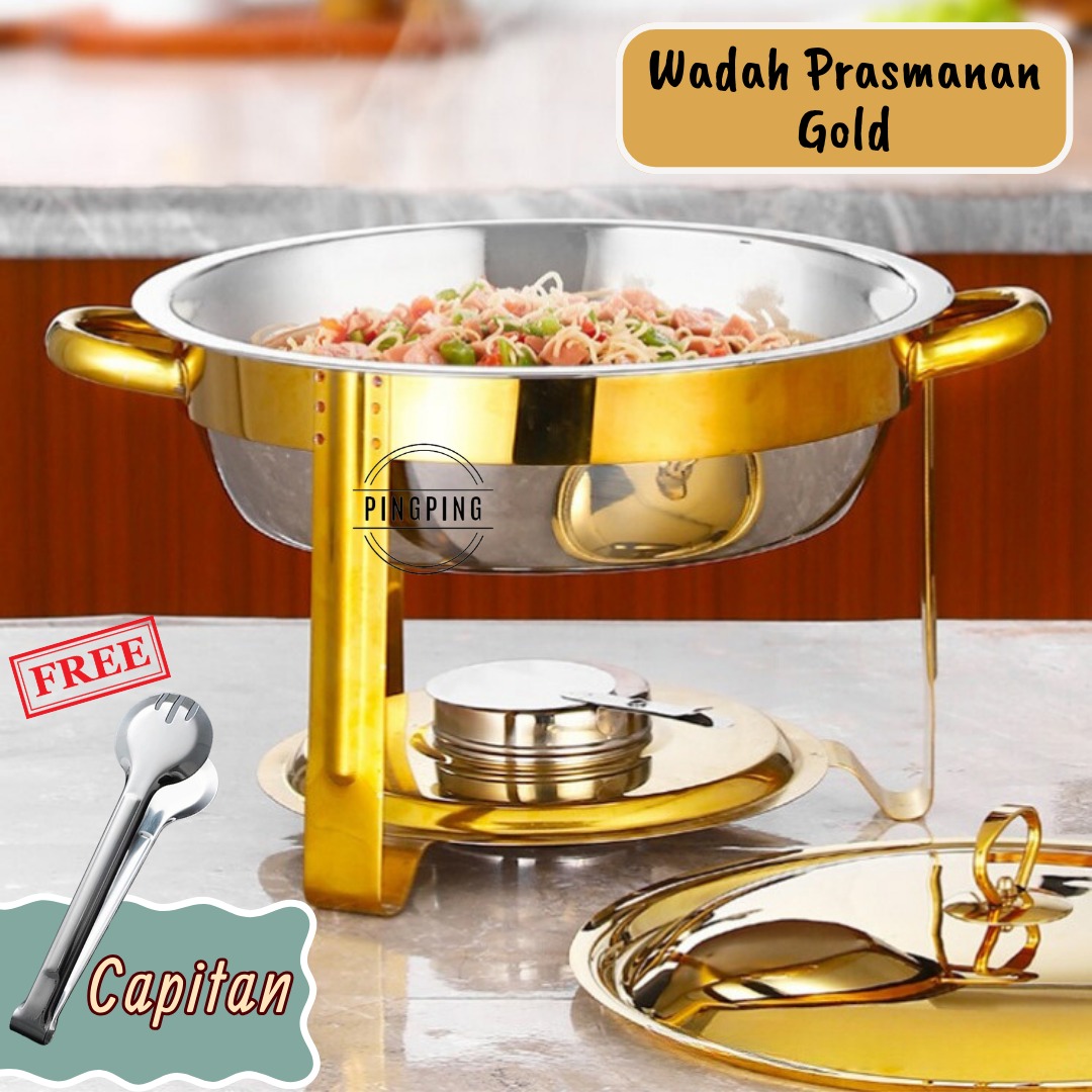 Round Chaving Dish Wadah Prasmanan Stainless Steel Tebal Lazada