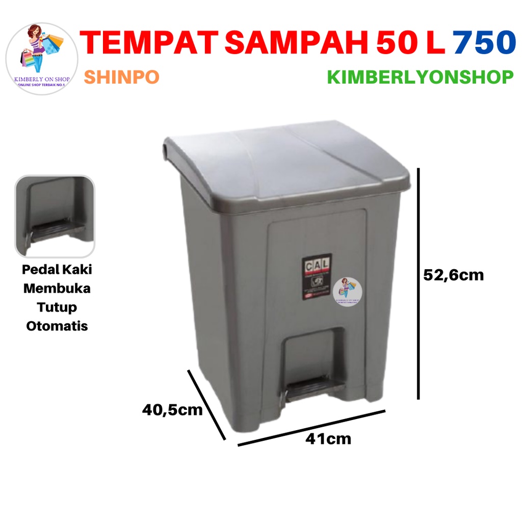 Tempat Sampah Injak Segi 50 Liter Challenge Dustbin Sip 750 Shinpo