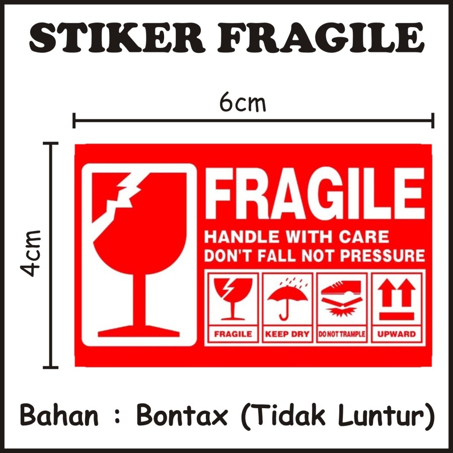 Stiker Fragile Isi 10 Jangan Dibanting Awas Mudah Pecah Sticker