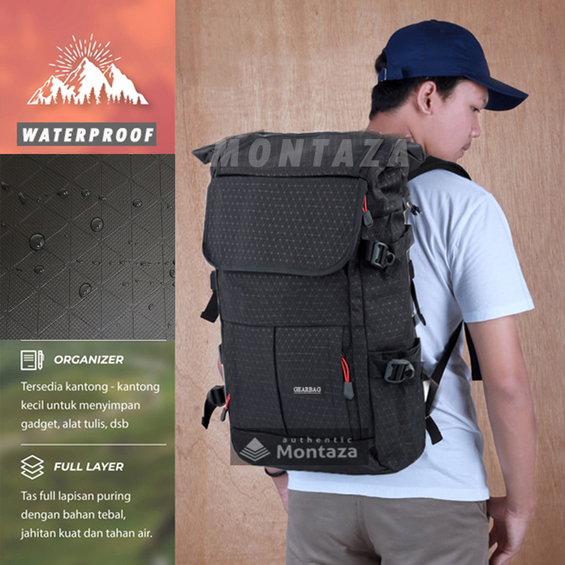 Montaza Tas Ransel Kulit Waterproof Laptop Backpack Pria Black Rider