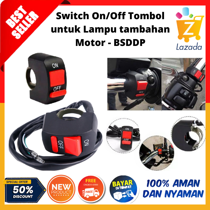 PROMO Tombol Saklar ON OFF Lampu Motor Anti Air Tambahan Modifikasi 44