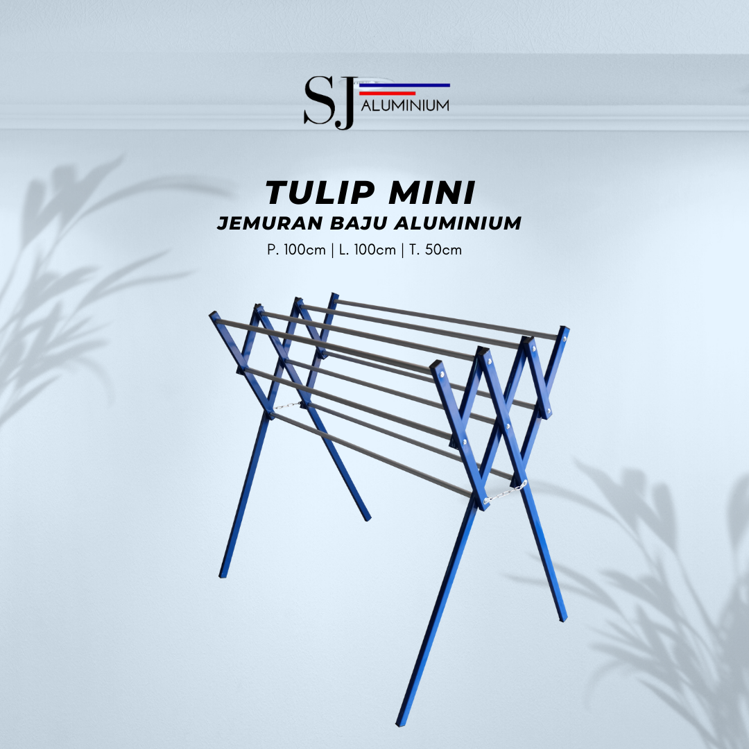 Tulip Mini Rak Jemuran Baju Pakaian Handuk Aluminium Warna Biru