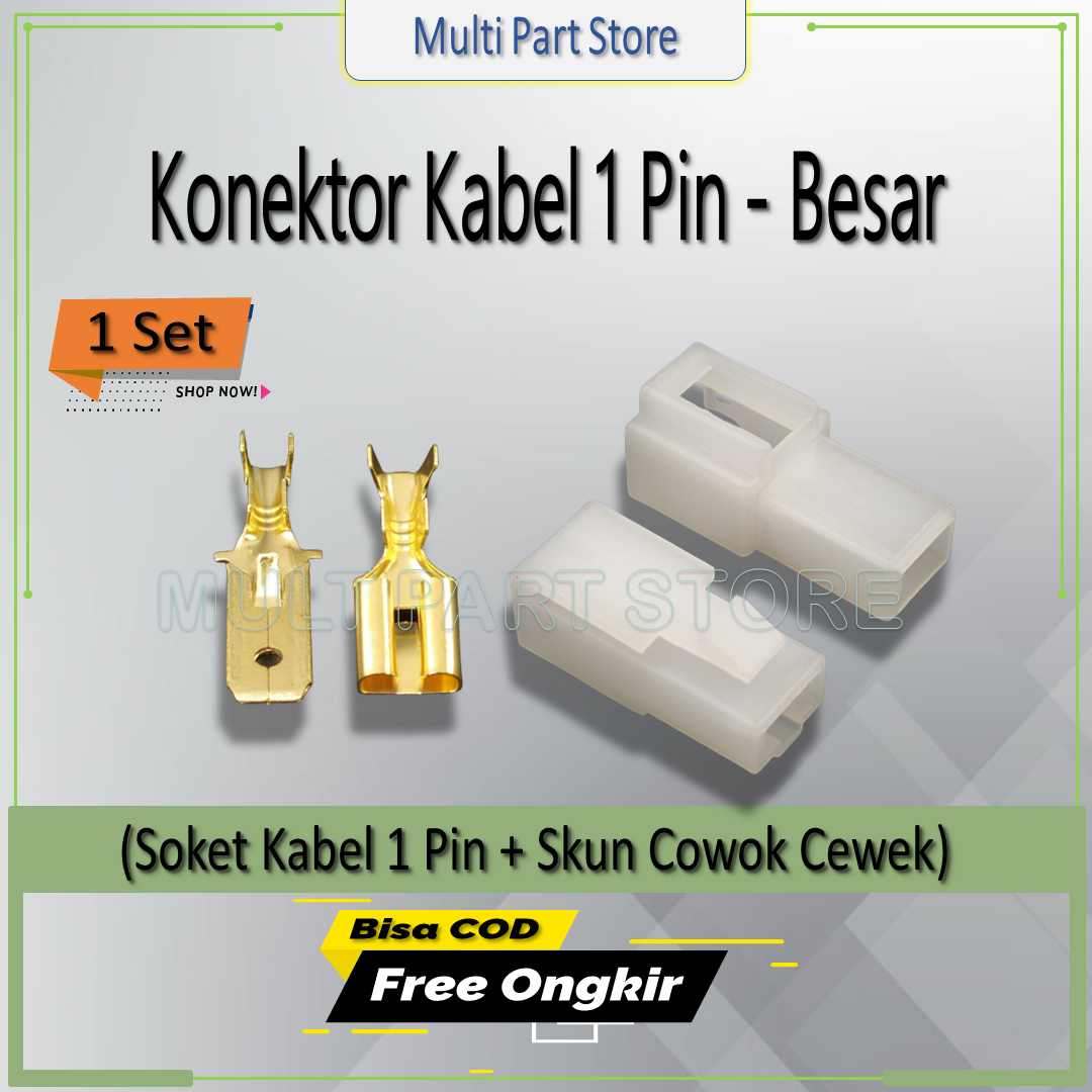 Soket Konektor Kabel Motor Pin Besar Set Skun Cowok Cewek Sekun