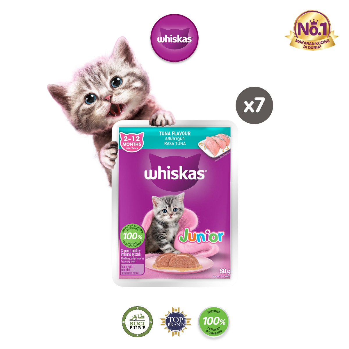 Whiskas Junior Makanan Basah Kitten Kemasan Pouch Pack G