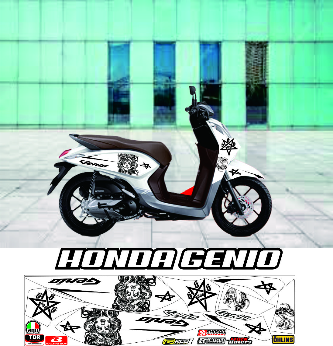 Striping Genio Fi Putih Setiker Polet Medusa Lis Body Honda All Genio