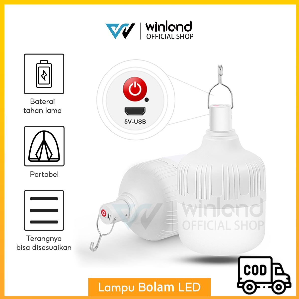 Winland Led Isi Ulang Ruang Rumah Bohlam Darurat Lampu Tenda Kemah