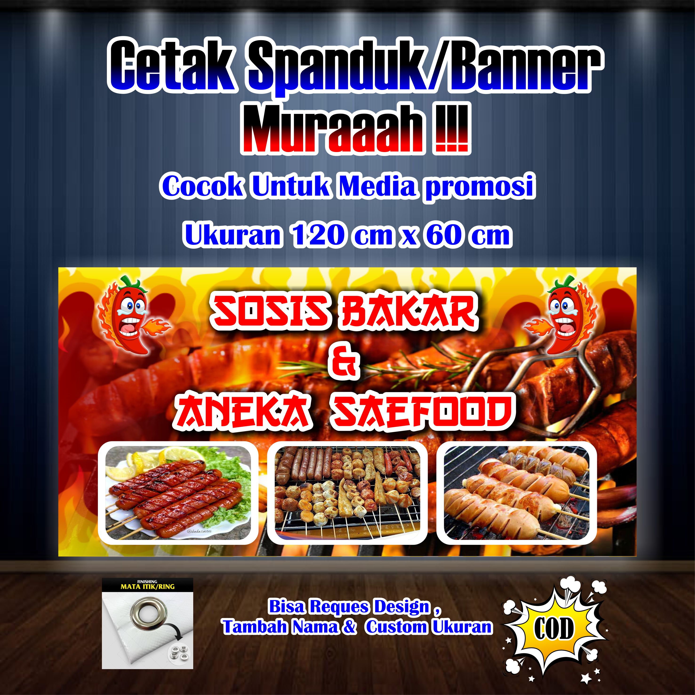 Spanduk Banner Sosis Bakar Aneka Seafood Ukuran Cm X Cm