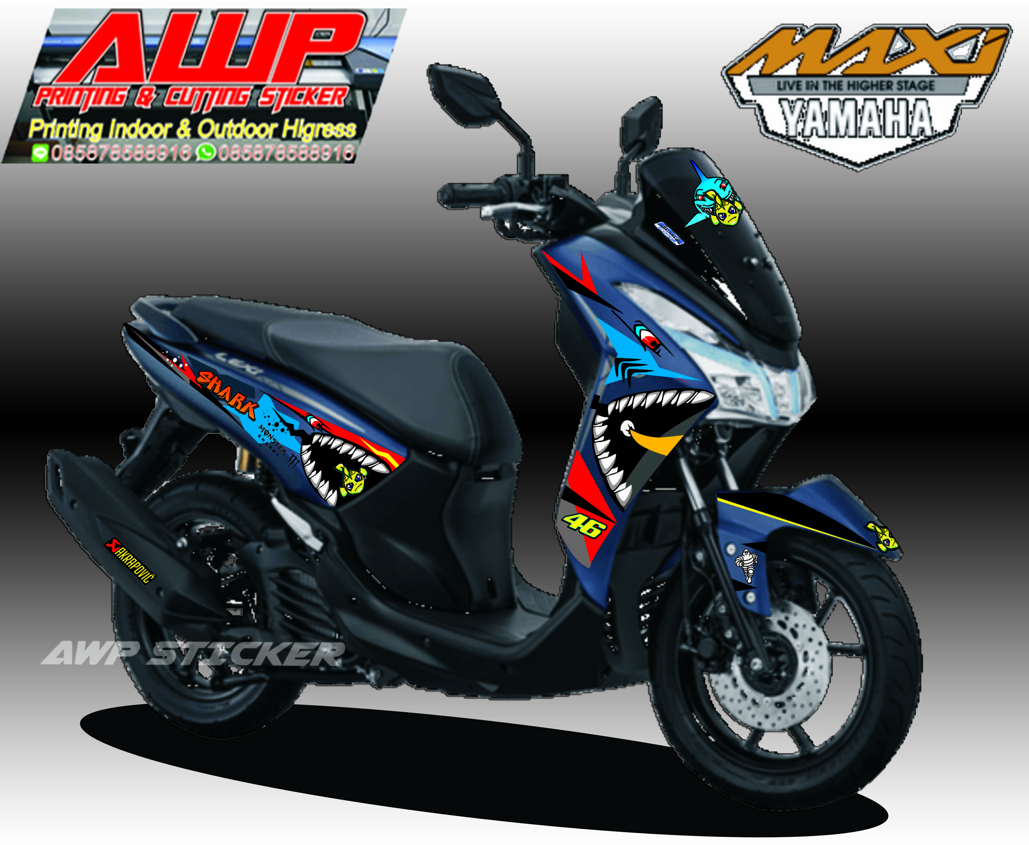 Termurah Decal Sticker Stiker Full Body Yamaha Lexi 125 Hiu Lazada