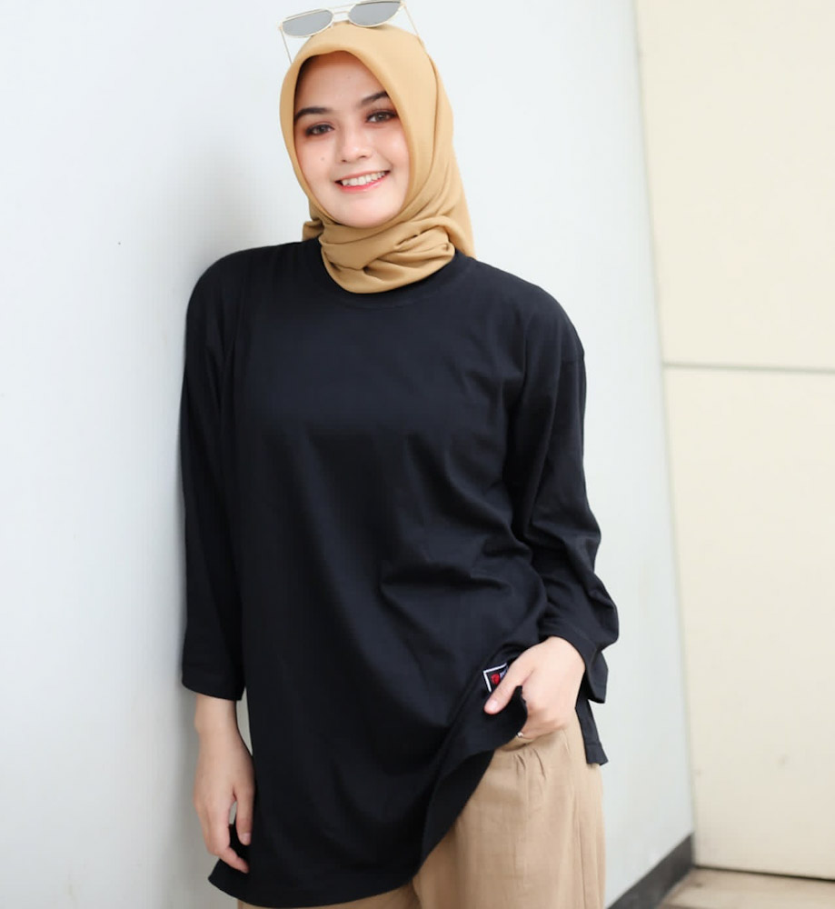 KAOS POLOS OVERSIZE WANITA TANGAN 3 4 BAJU OVERSIZED COTTON COMBED 24S