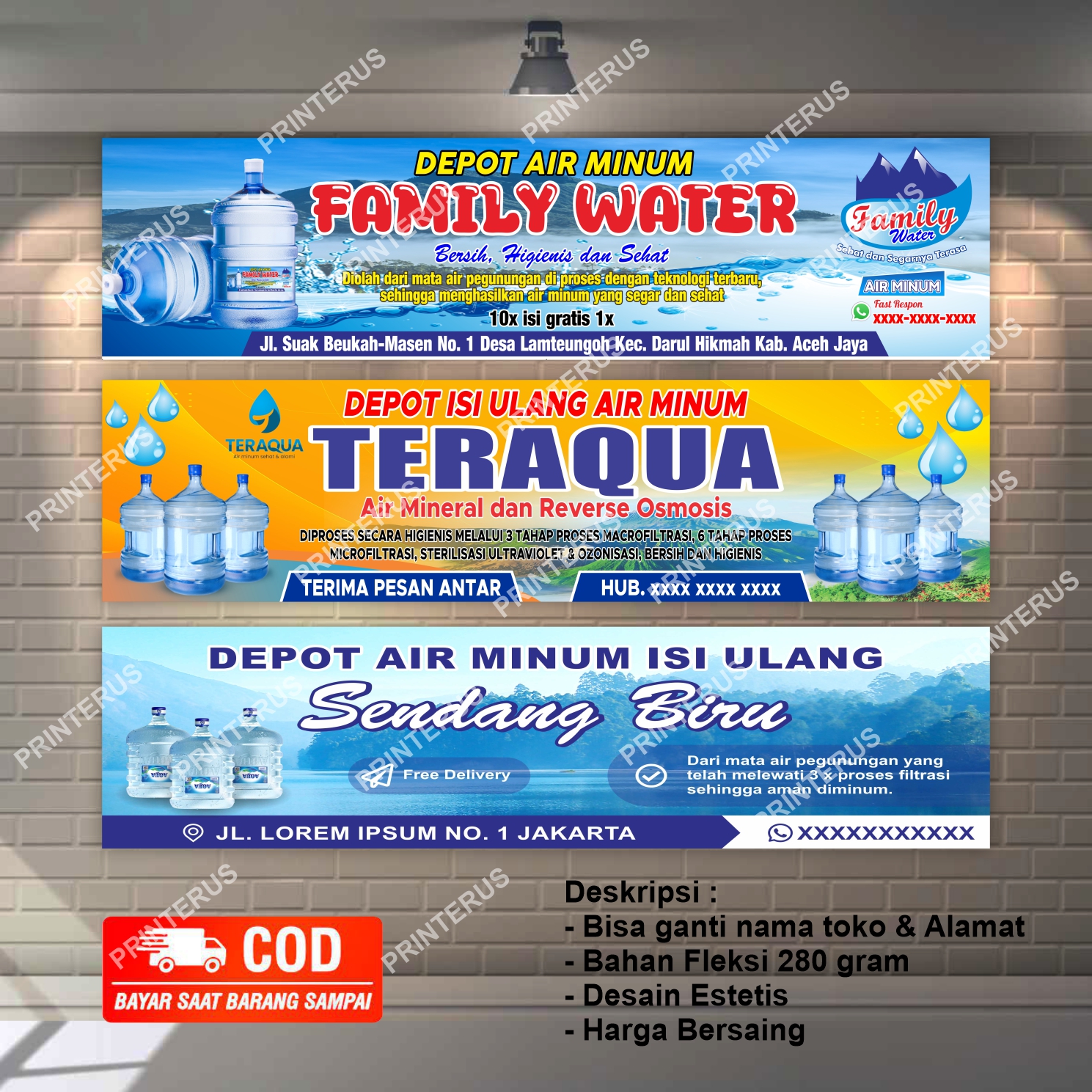 Spanduk Banner MMT Depot Air Minum Isi Ulang Termurah RO TERLARIS