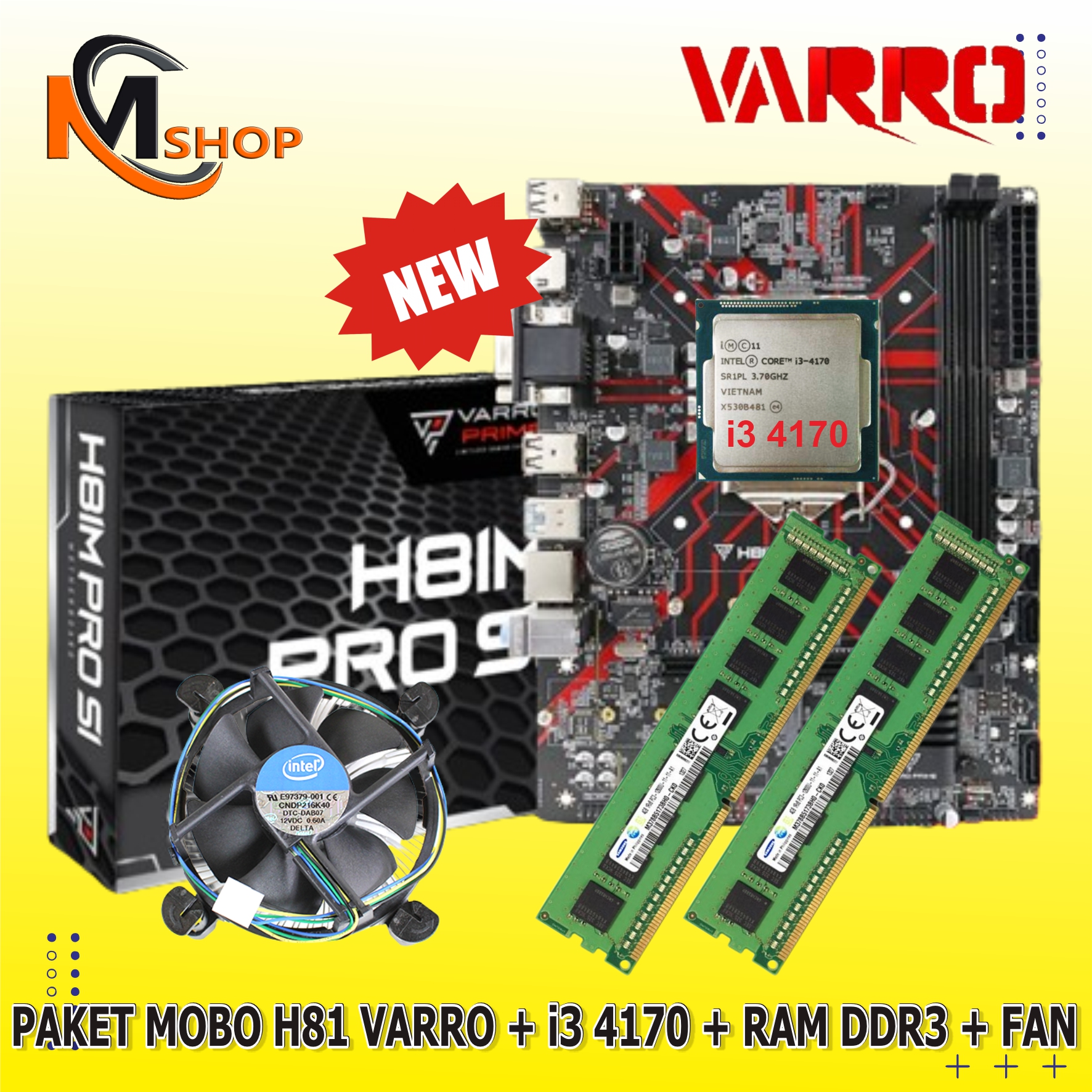 Paket Mainboard Mobo H Varro Nvme New Processor Core I