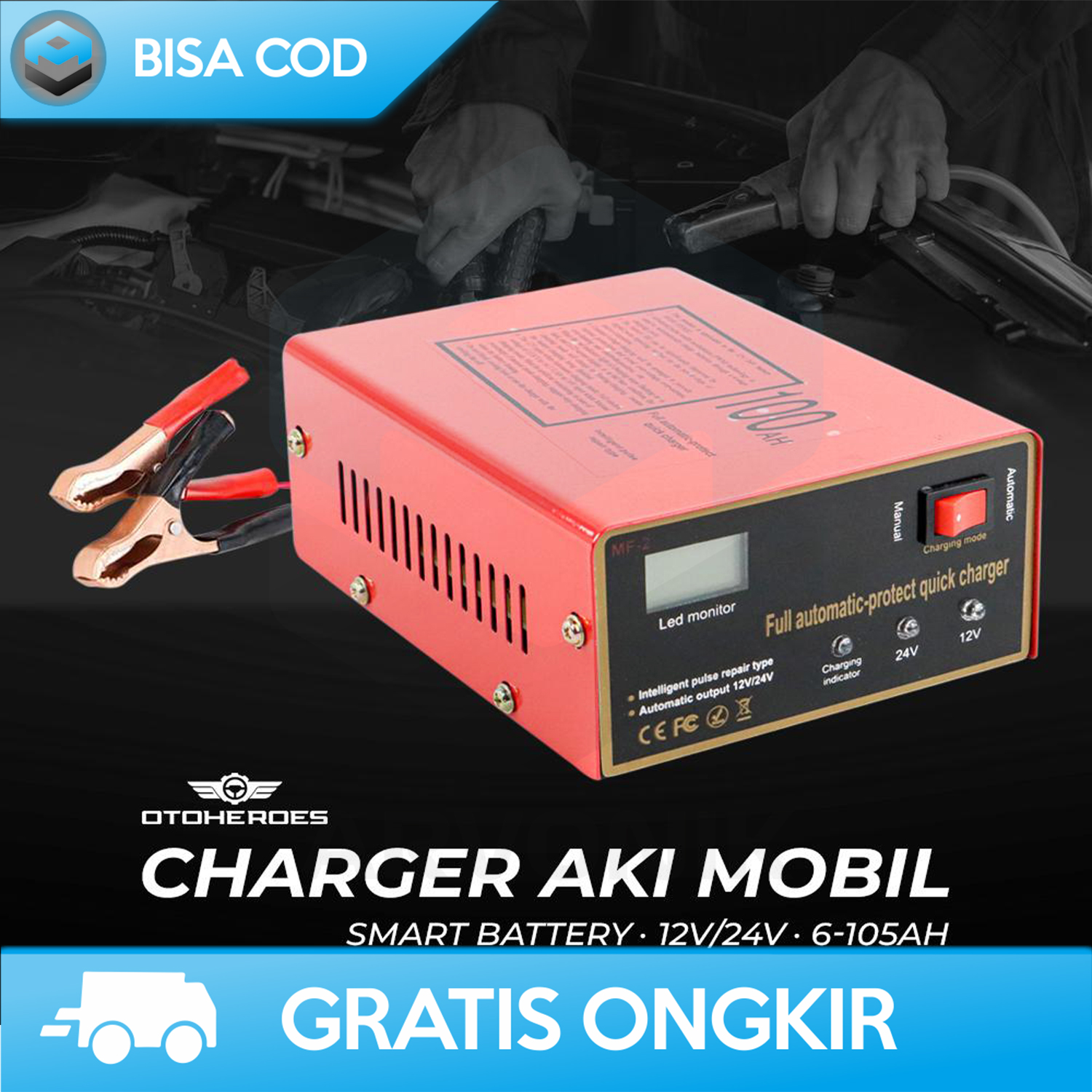 CHARGER AKI MOBIL MOTOR CASAN OTOMATIS ACCU KERING BASAH LEAD ACID