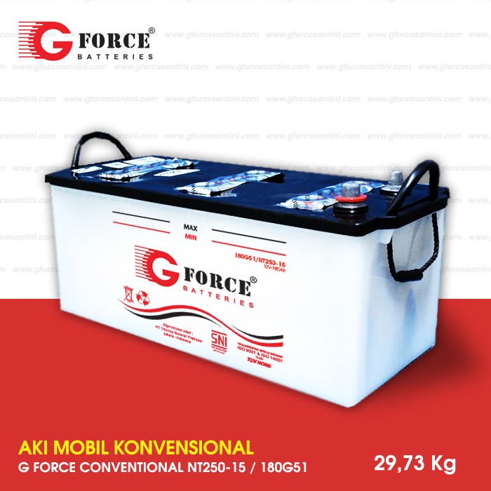 Aki Mobil Gforce Conventional NT250 15 180G51 180AH 12V Baterai Mobil