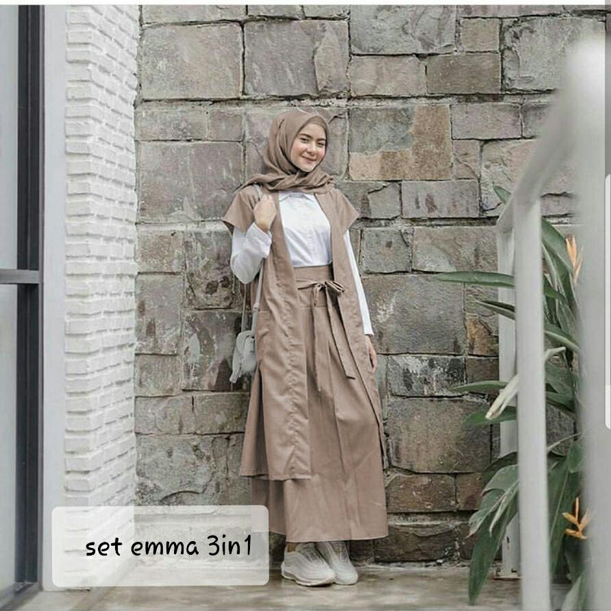 La Joei Clothing Emma Set Hijab Korea Dress Muslimah / Hijab Muslim / Gamis Syari / Baju Muslim / Outer Muslim / Atasan Murah / Fashion Muslim / Fashion Maxi / Setelan Muslim / Atasan Muslimah / Gamis Fashion / Blouse Wanita / Atasan Wanita